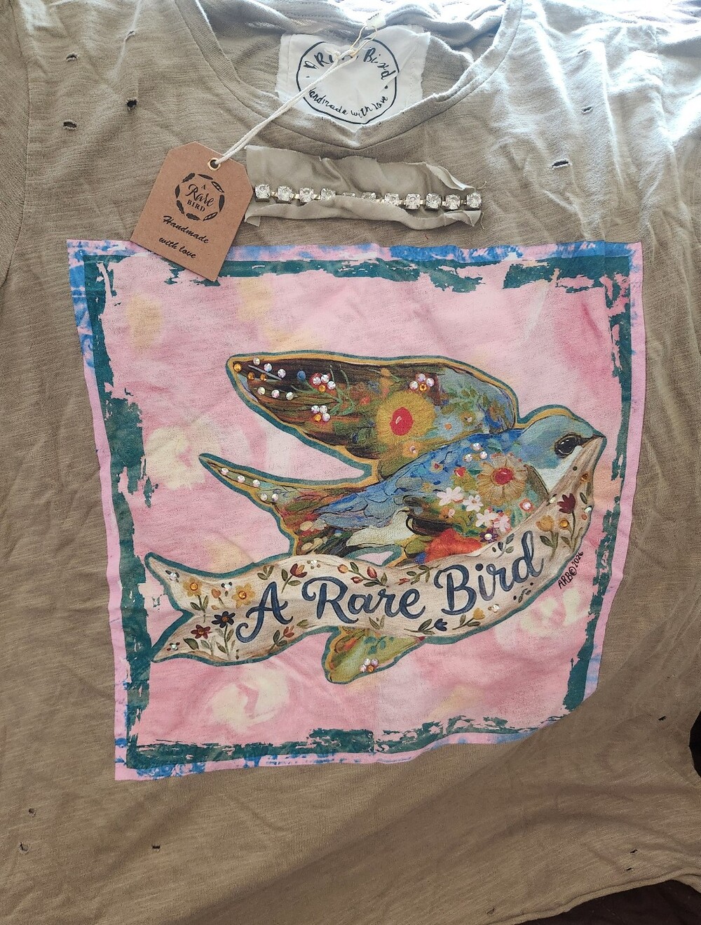 NWT! A Rare Bird Distressed Tee